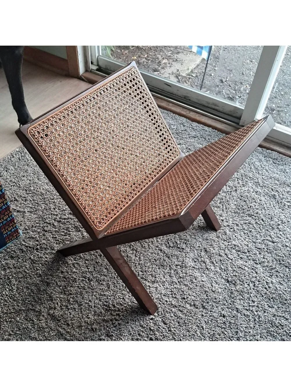 Vintage 1997 Bombay Company Mid-Century Boho Wood Caned Magazine/Storage Rack